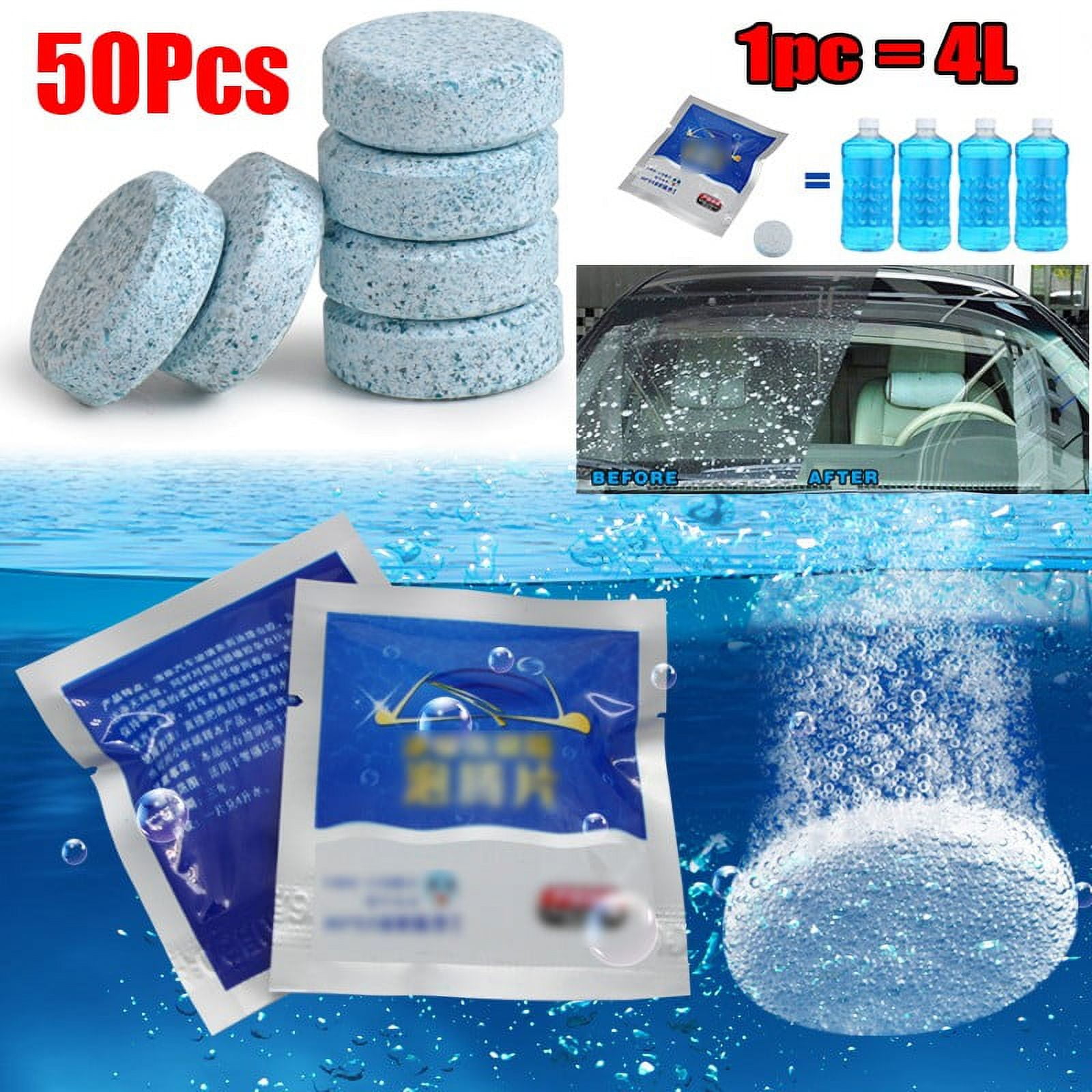 50pcs Car Wiper Pills Effervescent Tablet High Quality Auto Car Windshield Glass Wash Cleaning Concentrated Effervescent Tablet