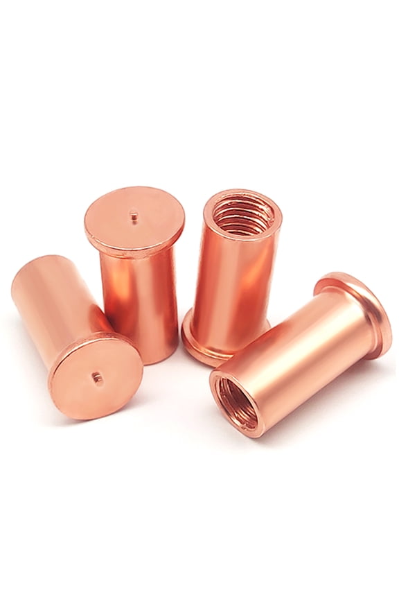(50pcs) Carbon Steel Copper Plated Female Spot Weld Screws, M4x12mm .
