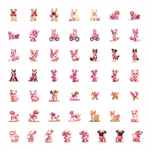 50pcs Cartoon Dog Stickers Cute Animal Cozy Holiday Stickers Christmas Playtime Stationery Water Bottle Laptop Scrapbook Phone Sticker Set