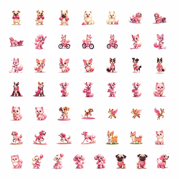 50pcs Cartoon Dog Stickers Cute Animal Cozy Holiday Stickers Christmas Playtime Stationery Water Bottle Laptop Scrapbook Phone Sticker Set