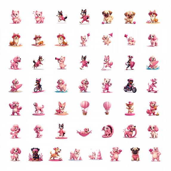 50pcs Cartoon Dog Stickers Cute Animal Cozy Holiday Stickers Christmas Playtime Stationery Water Bottle Laptop Scrapbook Phone Sticker Set