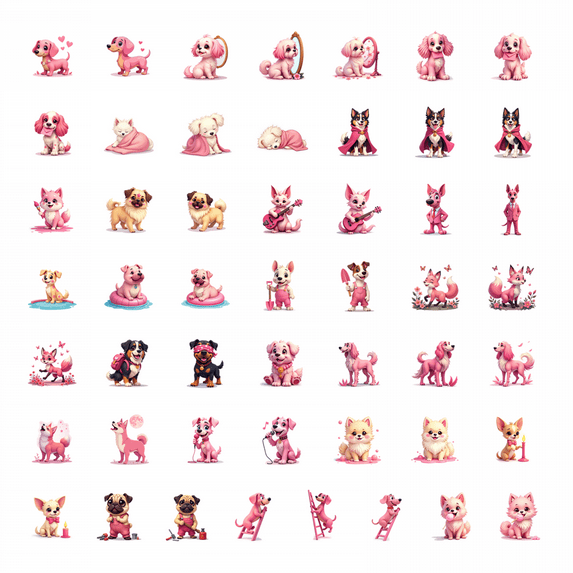 50pcs Cartoon Dog Stickers Cute Animal Cozy Holiday Stickers Christmas Playtime Stationery Water Bottle Laptop Scrapbook Phone Sticker Set