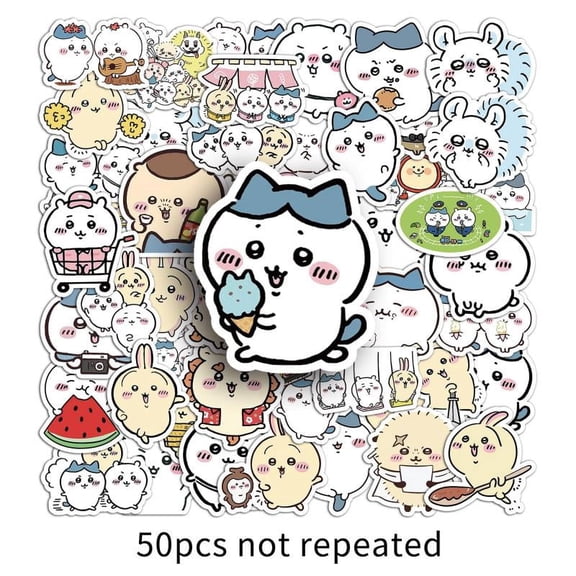 50pcs Chiikawa Hamster Stickers, Cute Patterns Personalized Detachable PVC Phone Stickers, Durable Waterproof Vinyl Decals, Mobile Phone Accessories for Smartphones & Kids’ Birthday Decor