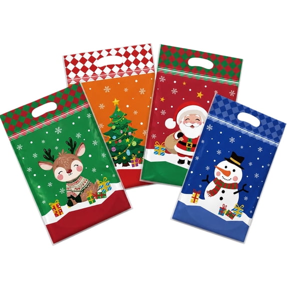 50pcs Christmas Candy Bags Self-Sealing Ziplock Treat Bags with Clear ...