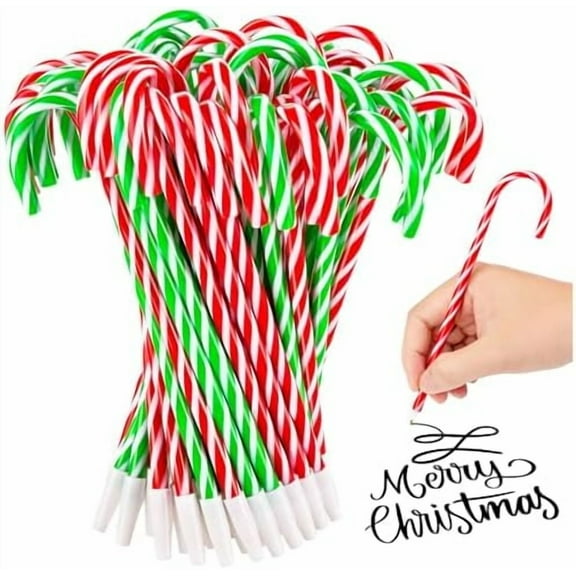 50pcs Christmas Candy Cane Pen, Snowman Umbrella Cane Ballpoint Pen Christmas Pens with Black Ink for Xmas Holiday Stationery Supplies Party Present, Green, Red$$Office