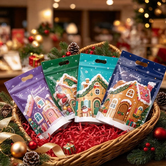 50pcs Christmas Candy Self Sealing Zipper Bag Party Gift Packaging ...