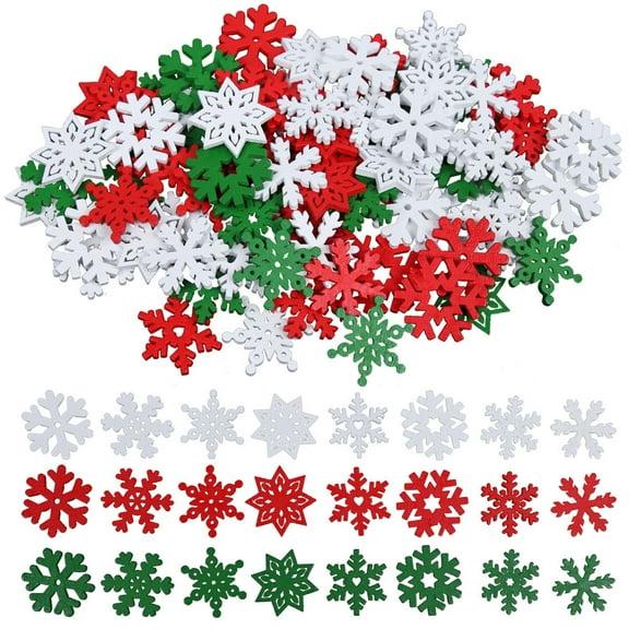 50pcs Christmas Snowflakes Wood Slices Snowflake Wooden Embellishments Ornaments