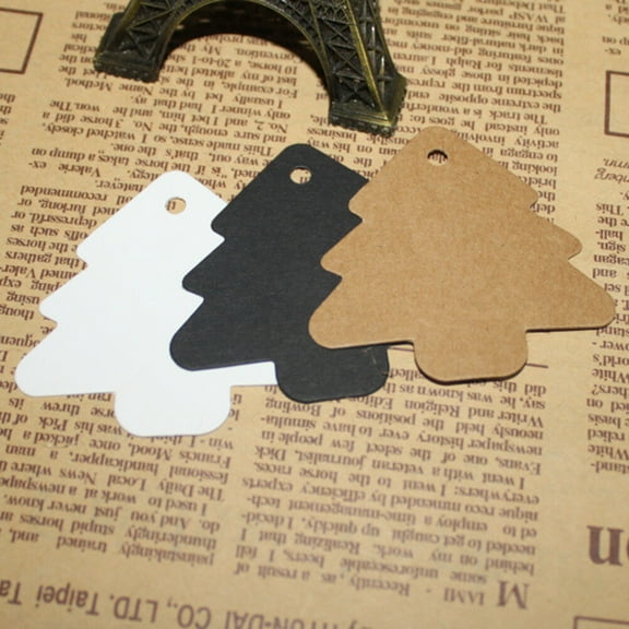WRISTBIQUE 50Pcs White Kraft Paper Christmas Tree Ornaments for Marking