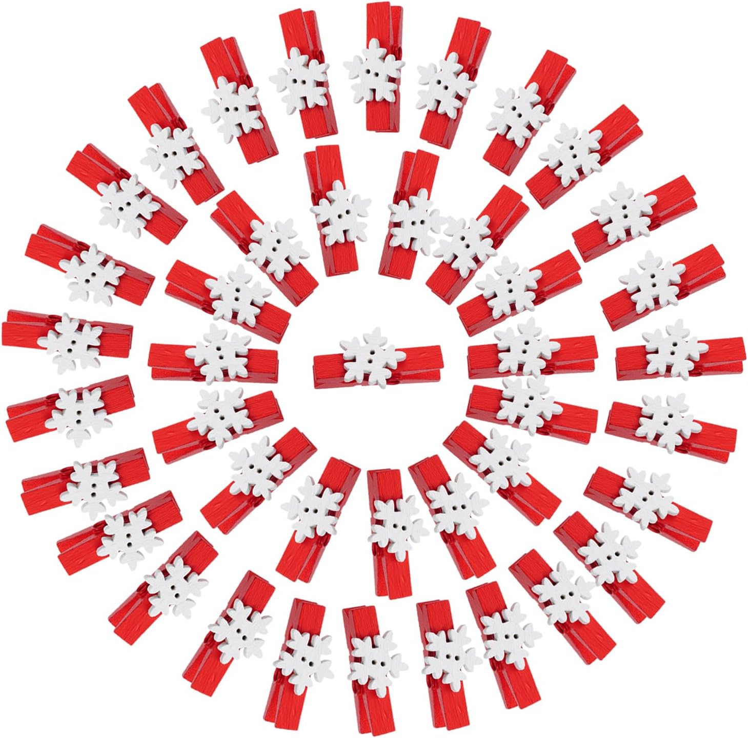 FOIMAS 50pcs Christmas Wood Clips – Snowflake Decor Clothespins For DIY Crafts, Photo Hanging & Holiday Decoration - View #4