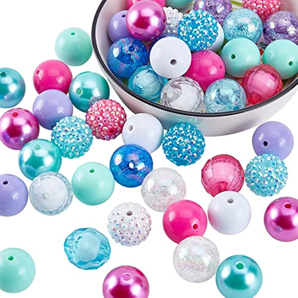 Iridescent Beads, Sparkle Rhinestone Bubblegum Acrylic Beads –  MrBiteBabyStore