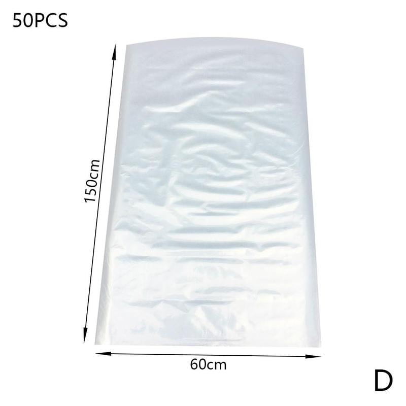 50pcs Clear Plastic Polythene Garment Cover Dry Cleaner Clothes Bag Dress G2F1