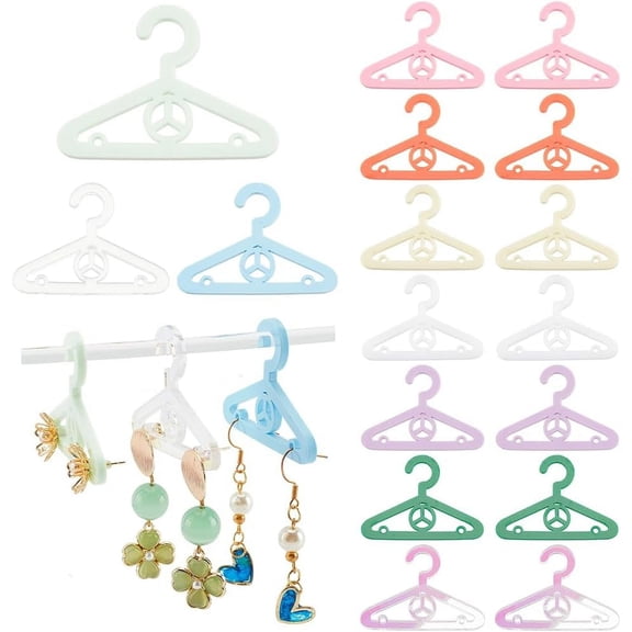 50pcs Clothes Hanger 10 Colors Earring Holder Necklace Mini Hanger Rack Jewelry Display Dangle Earring Hanging Organizer Acrylic Ear Studs Display Rack for Retail Personal Exhibition diy Peace Sign
