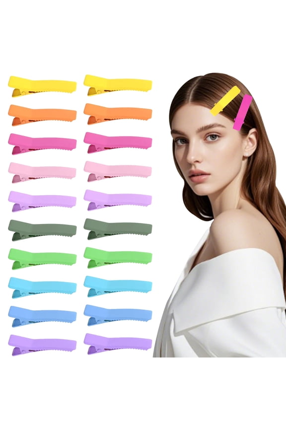 50pcs Colorful Alligator Duckbill Hair Clips Alloy Double Prong Curl Clips Sectioning Hairclips Non-slip for Women Hair Extensions Salon DIY Accessories