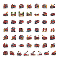 thumbnail image 1 of 50pcs Colorful Fire Truck Stickers Kids Cartoon Vehicle Fun Animal Holiday Stickers Play Car Bicycle Laptop Skateboard Water Bottle, 1 of 1