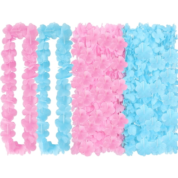 50pcs Colorful Tropical Flower Leis, Bulk Hawaiian Style Necklaces for Luau Party, Summer Beach Pool Party Favors, Hula Dance Celebration Accessories