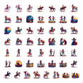 thumbnail image 1 of 50pcs Cowboy Horse Riding Stickers Retro Cartoon Stickers Country Stickers Water Bottle Laptop Phone Guitar Bicycle Decals Set, 1 of 1