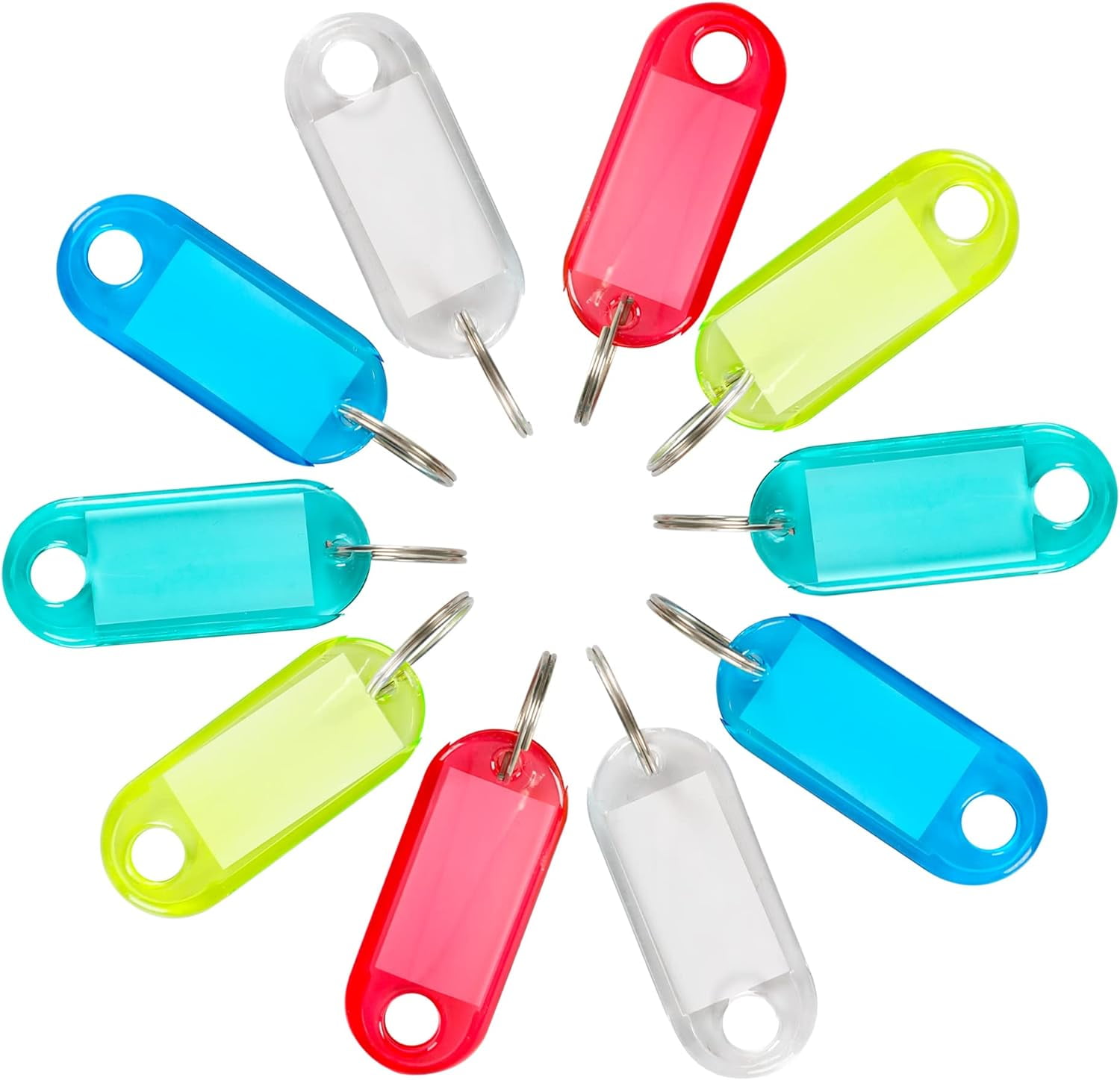 50pcs Crystal Clear Plastic Key Tags with Double Sided Display