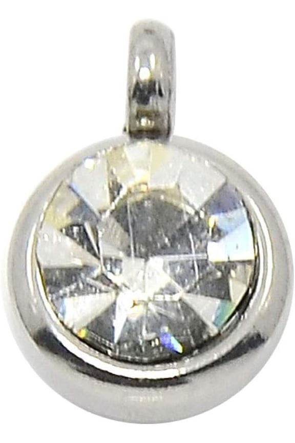 50pcs Crystal Clear Stainless Steel Grade A Faceted Rhinestone Flat Round Charm Pendants for Necklace 6.5x9mm