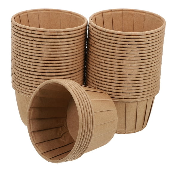 FONDOTIN 50pcs Light Brown Baking Cups for Cake, Cupcake, Muffin Baking, Nonstick Paper Cups with Rolled Edge Design