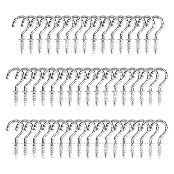 50pcs Cup Screw-in Wall Ceiling Hooks 5/8 Inch Chrome Plating Screw Outdoor Holder Silver White
