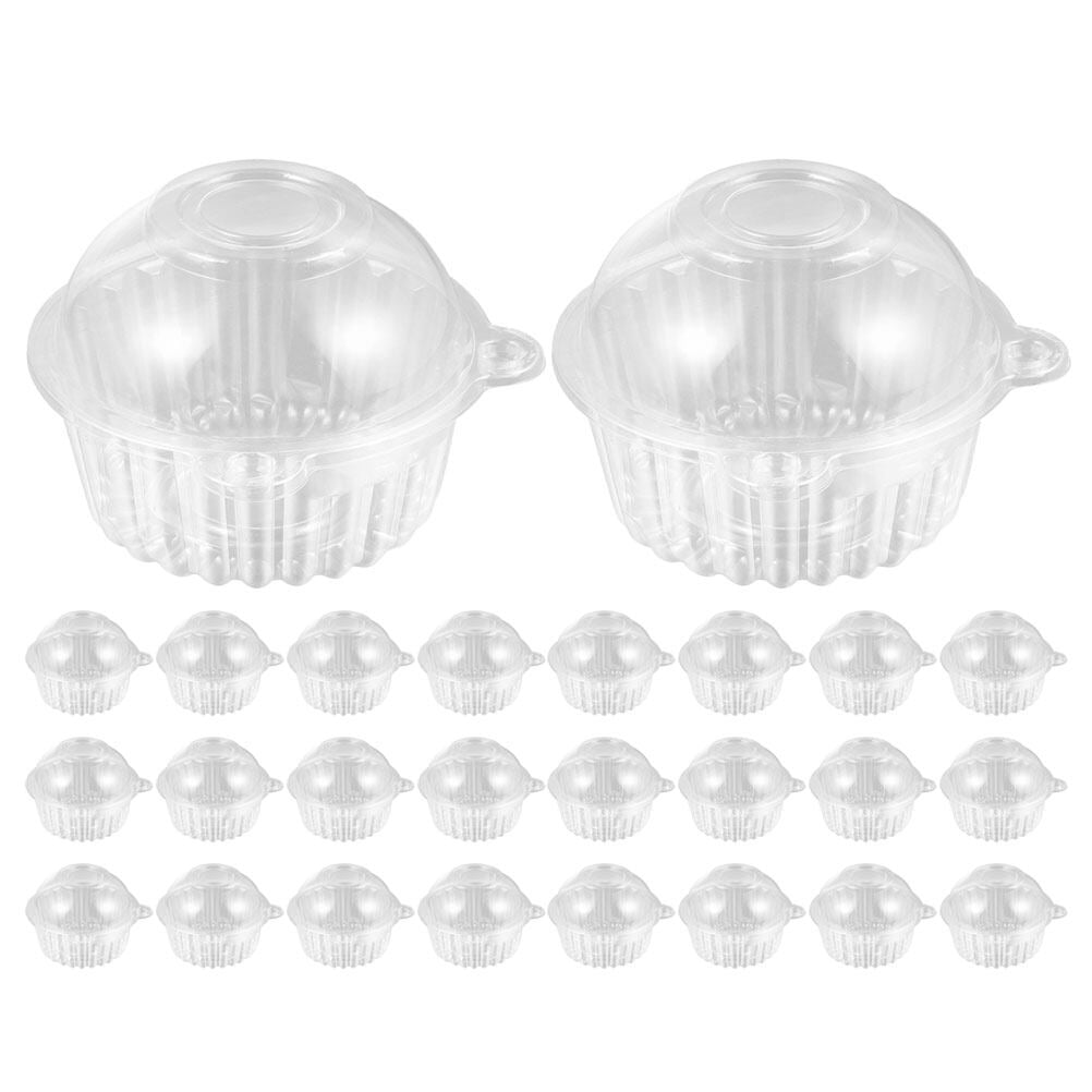 50pcs Cupcake Holders Clear Plastic Cupcake Containers Disposable Cake