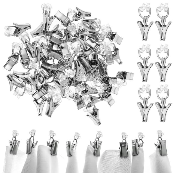 50pcs Curtain Glider Hooks Curtain Clips Metal Curtain Hangers Roller Hooks Curtain Holders