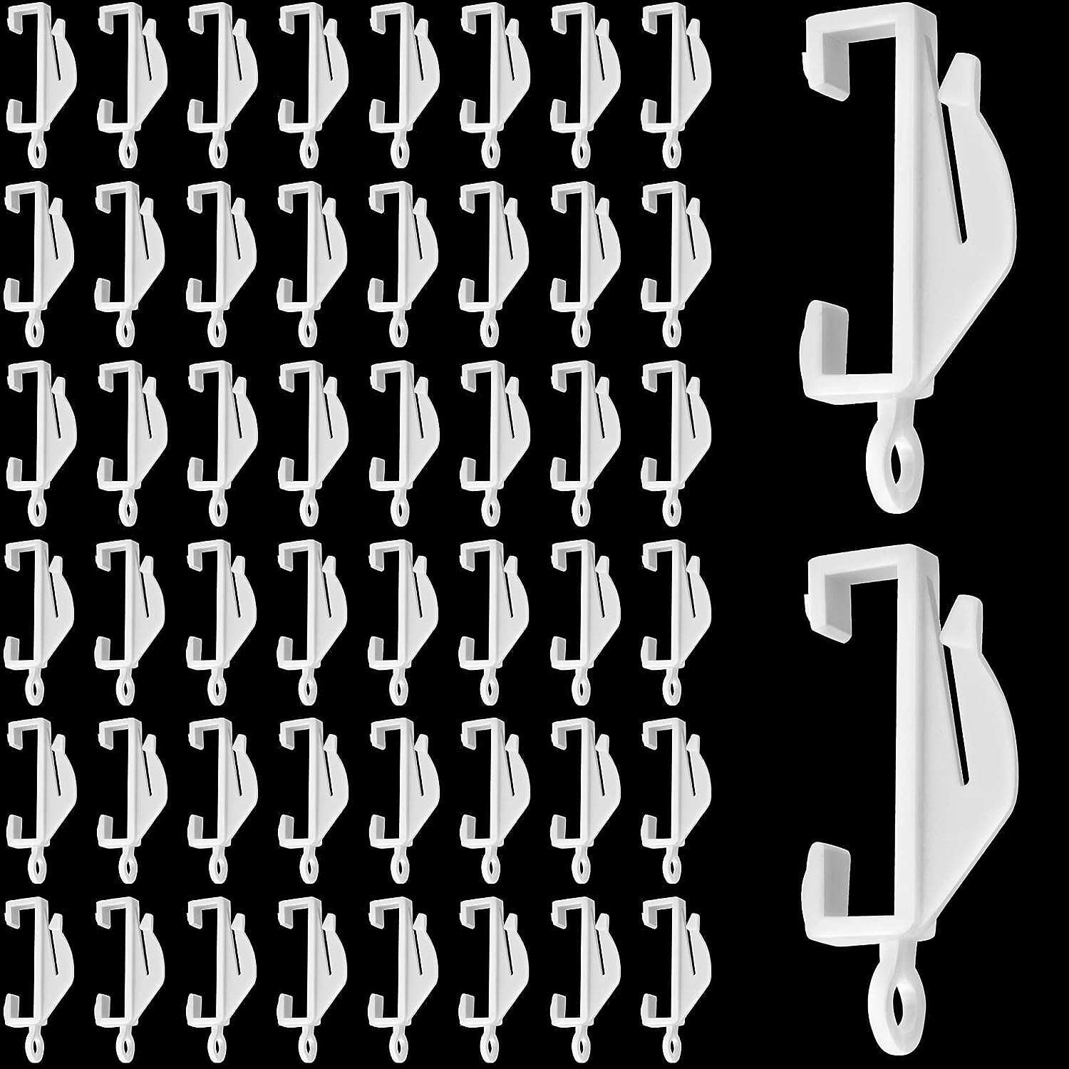 50pcs Curtain Hooks Plastic, Curtain Rail Track Gliders for Window