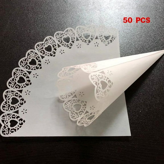 50pcs Cut Love Heart Lace Laying Candy Wedding Party Favors Confetti Cones