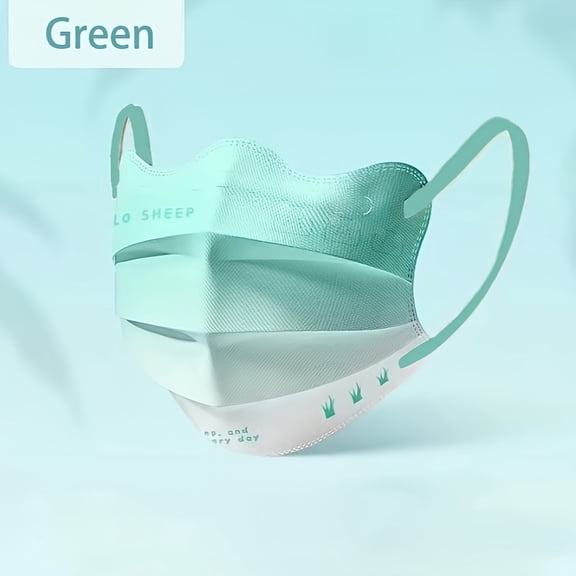 50pcs Cute Animal Gradient Face Masks - 3-Layer Protection, Wide Ear Loops, Individually Wrapped, Fashionable & Comfortable for Adults