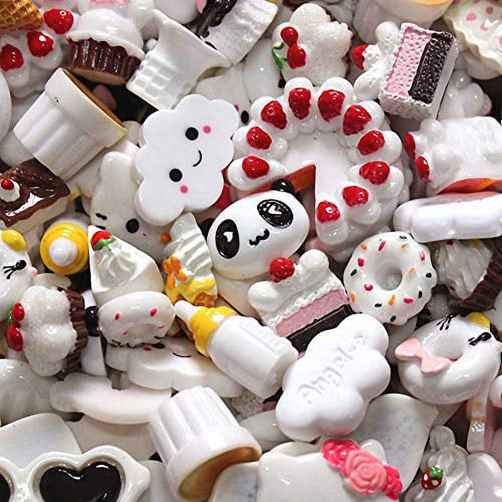 120pcs Slime Charms Resin Fake Candy Charms Kawaii Cute Set Mixed Assorted  Sweets Flatback Slime Beads Making Supplies for DIY Craft Making and