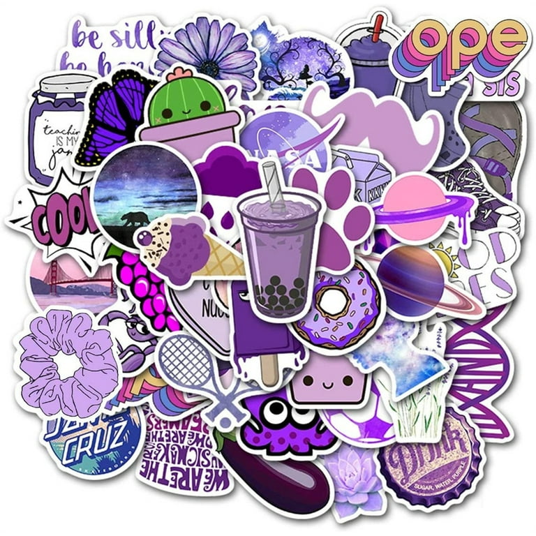 50pcs Cute Stickers For Girls, Purple Stickers Pack, Laptop