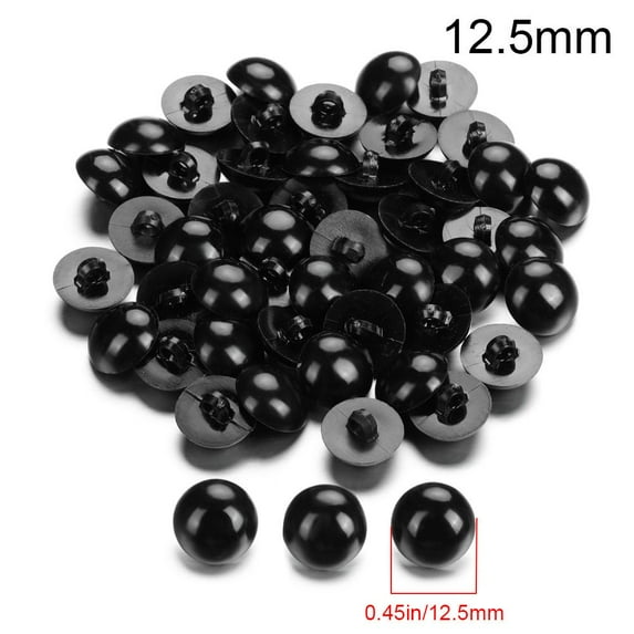 50pcs DIY Crafts Plush toy Plastic Bears Needle Felting Dolls Accessories Animals Puppets making Black Safety Eyes 12.5MM