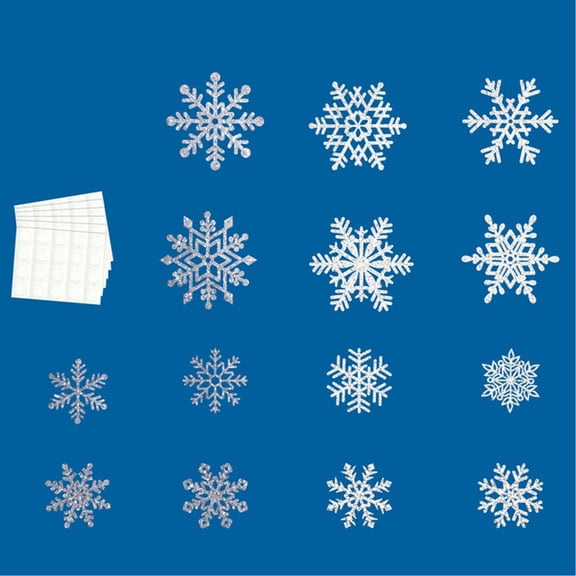 50pcs Delicate Snowflake Decorations with Adhesive Dots For Seasonal Bulletin Boards Window Wall Holiday Displays