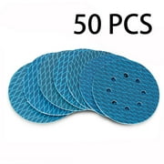 50pcs Diamond Shape 5 Inch Sanding Disc, Revolutionary Patent Assorted 8 Hole Hook and Loop Sanding Discs for Random Disc Sanders & Orbital Sanders (60-400 Grit) by toolant