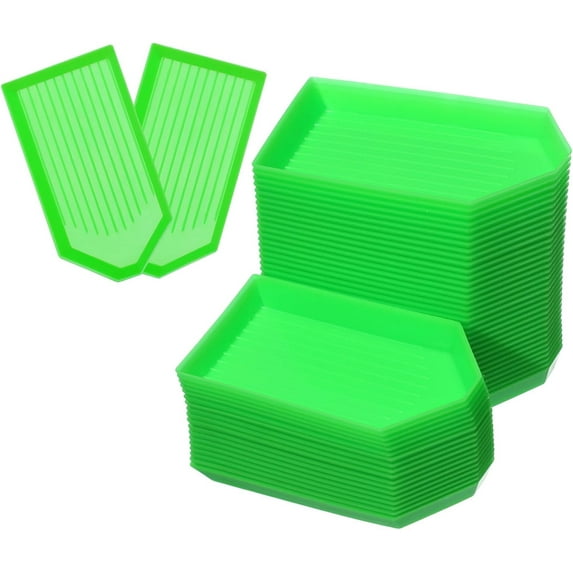 50pcs Diamond Tray, Plastic Bead Sorting Trays, Bead Sorting Dotting Boards, 9x4.8cm Cross Stitch Nail Art Tray, Plastic Sorting Storage Plates Tray