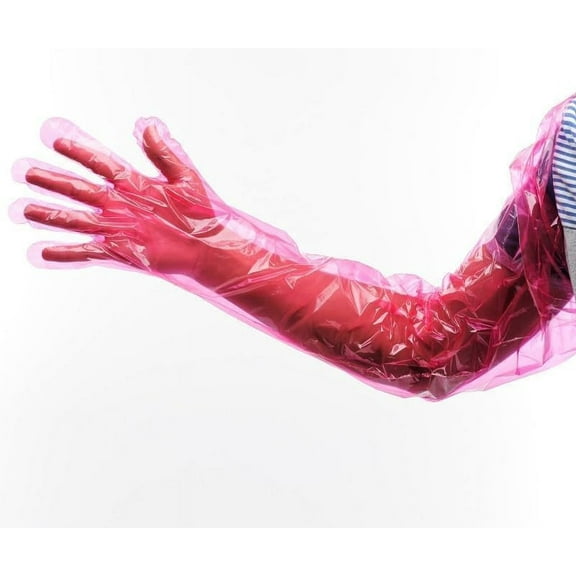 50pcs Disposable Long Plastic Gloves, Veterinary Insemination Gloves, Full Arm Long Sleeve Gloves, Field Dressing Gloves.