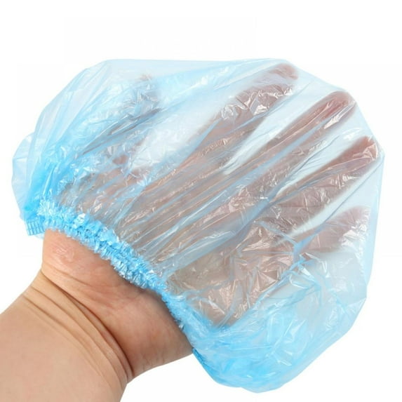 50pcs Disposable PE Surgical Medical Hair Hat Elastic Cap For Catering Food Kitchen Dining Living Room Shower