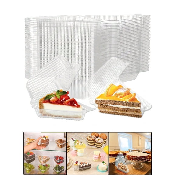 50pcs Disposable Plastic Cake Containers, Transparent Box for Muffins Mousse Pastries & Desserts