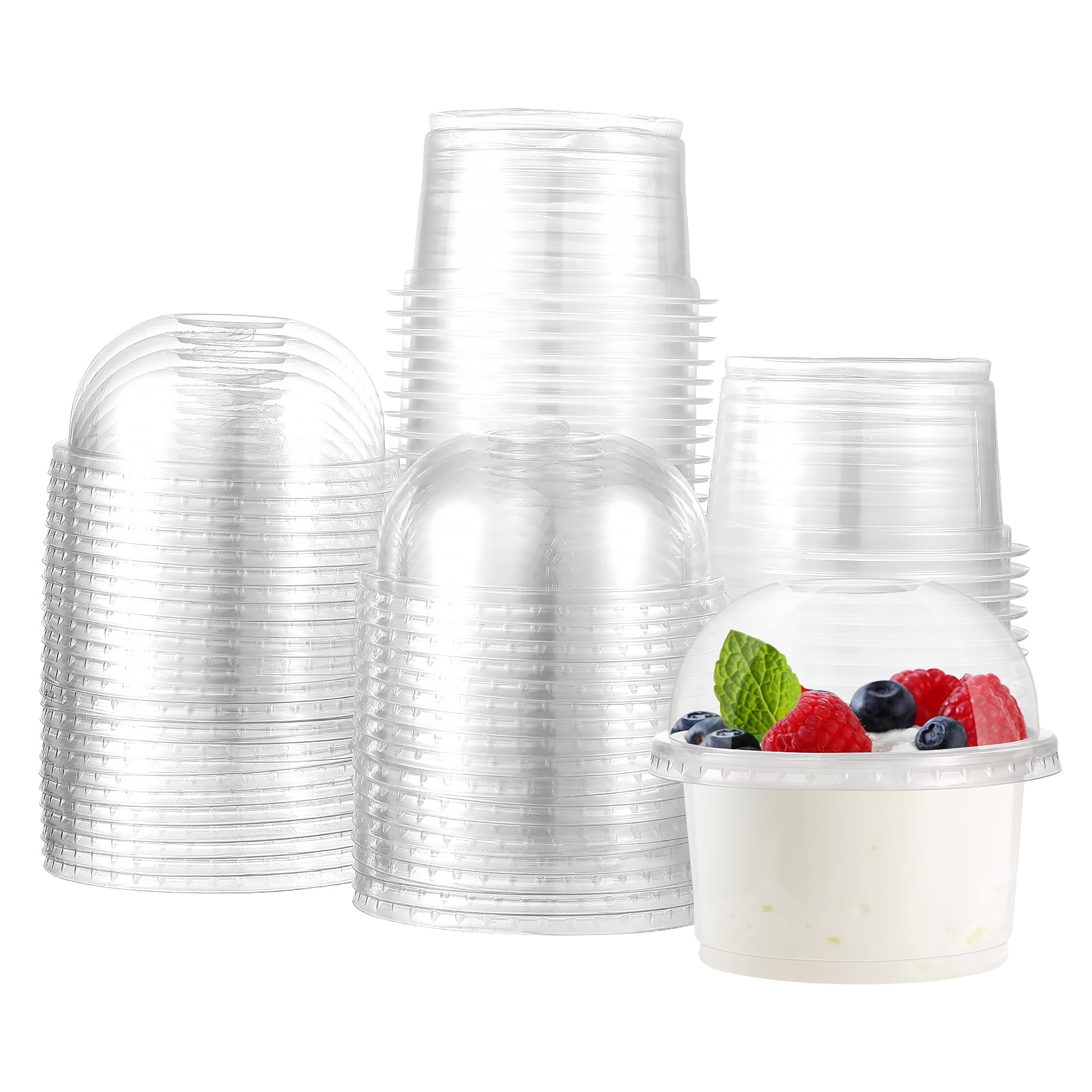 50pcs Disposable Plastic Cups Fruit Dessert Cups Clear Salad Parfait ...