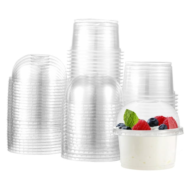 50pcs Disposable Plastic Cups Fruit Dessert Cups Clear Salad Parfait