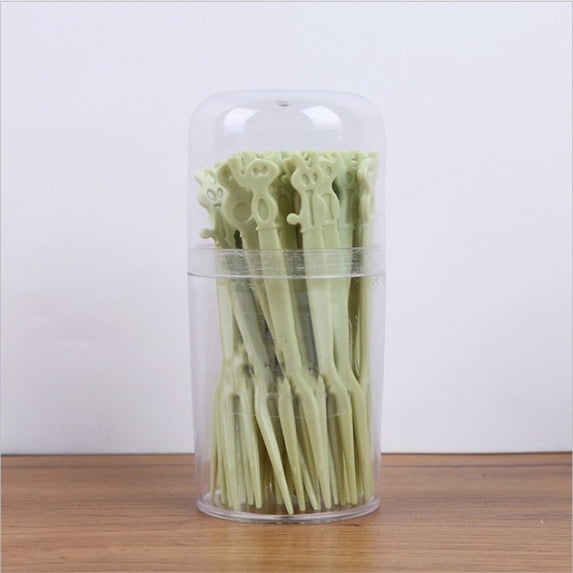 50pcs Disposable Plastic Fruit Forks | 2-Prong Cocktail Forks for Desserts & Appetizers | 3.35 Inch Mini Forks for Party Platters & Fruit Cups