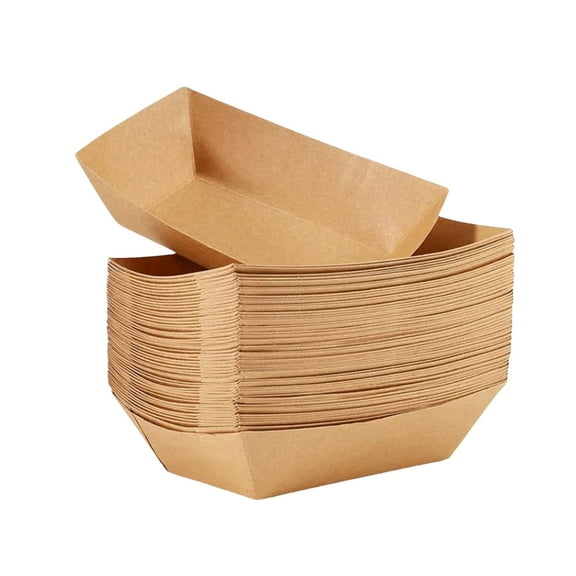 50pcs Kraft Paper Disposable Pet Feeding Bowl Leakproof Vessel Design Feeder Plate for Small Breeds and Cats Travel Use