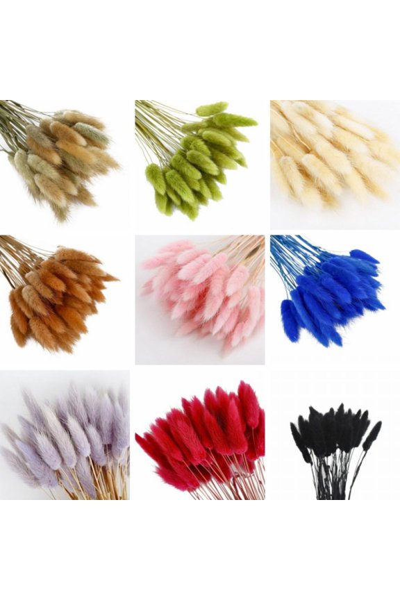 50pcs Dried Rabbit Tail Grass Flowers Artificial Plant Durable Safe Non Toxic Best Gift for Home Wedding Party