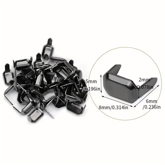 50pcs Dual Hook Clasps Iron Belt Loop Hooks Belt Ring Fasteners for Leather Crafts Tail End Clasps with Dual Nails, Black