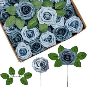 50pcs Dusty Blue Navy Roses Artificial Roses Foam Flowers, Artificial Flowers Fake Roses for Decoration DIY Wedding Bouquets Centerpieces Bridal Shower Party Valentine'S Day Christmas Xmas Decor