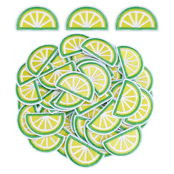 50pcs Embroidery Lemon Patches Yellow Lemon Slice Fruit Patch Cartoon Cute Fruits Appliques Sewing on Iron on Applique Decoration Patches DIY