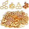 thumbnail image 1 of 50pcs Enamel Honeycomb Charms Pendants Alloy Bee Honeycomb Open Back Bezel Pendant for Necklace Bracelet DIY Crafts Jewelry Making, 1 of 7