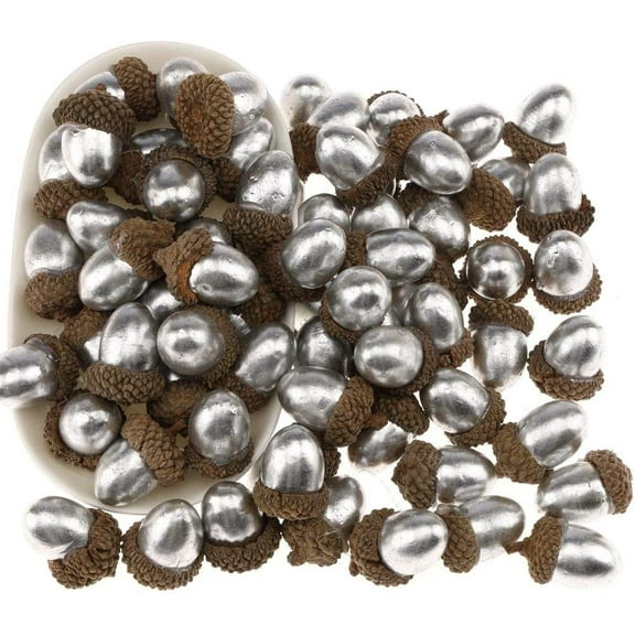 50pcs Fake Silver Acorn Decor Artificial Acorns DIY Craft Material Party Festival Christmas Fruit Decoration