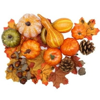 50pcs Fall Decorations Mini Artificial Pumpkins Gourds Acorns Pinecones Maple Leaves for Thanksgiving Halloween Table Centerpiece Bowl Filler Wreath Farmhouse Tiered Tray Home Decor Indoor Outdoor