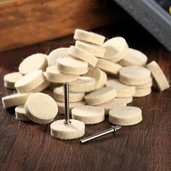 50pcs Felt Wool Polishing Buffing Wheels For Power 1" x 1/4" 25mm x 8mm 2 Drill
